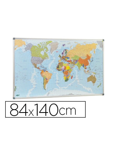 Mapa mural faibo planisfero politico magnetico marco de aluminio con cantoneras de proteccion 84x140 cm Mapa mural faibo planisfero politico magnetico marco de aluminio con cantoneras de proteccion 84x140 cm