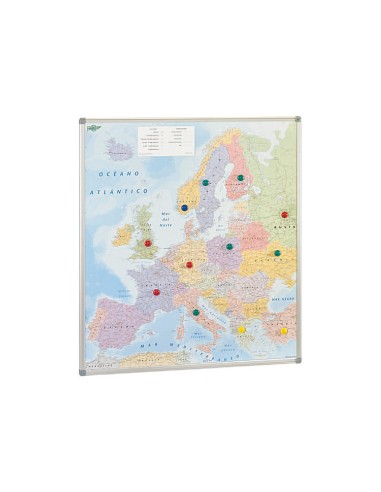 Mapa mural faibo europa politico magnetico marco de aluminio con cantoneras de proteccion 113x101 cm