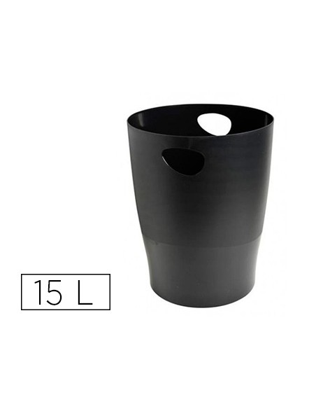 Papelera plastico exacompta ecoblack negro 15 litros