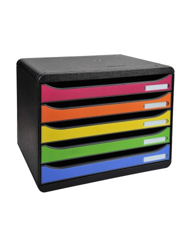 Fichero cajones sobremesa exacompta big box plus iderama arlequin 5 cajones apaisado multicolores