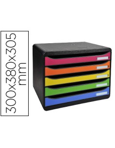 Fichero cajones sobremesa exacompta big box plus iderama arlequin 5 cajones apaisado multicolores