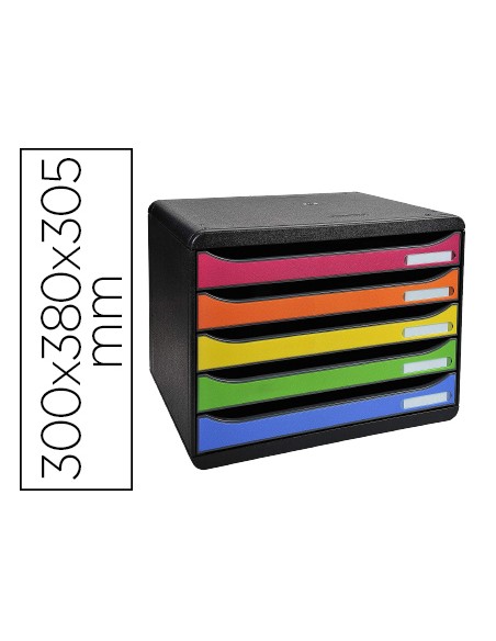 Fichero cajones sobremesa exacompta big box plus iderama arlequin 5 cajones apaisado multicolores