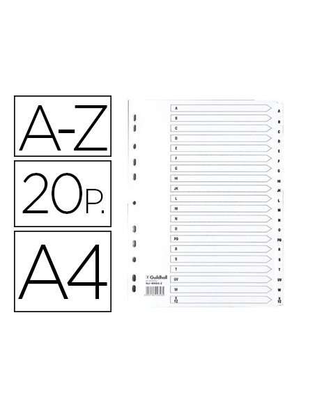 Separador exacompta cartulina blanca a z juego de 20 separadores din a4 11 taladros