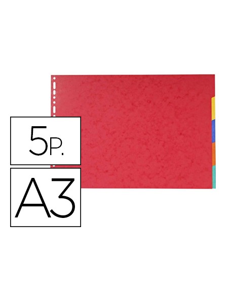 Separador exacompta cartulina brillo juego de 5 separadores din a3 apaisado multitaladro