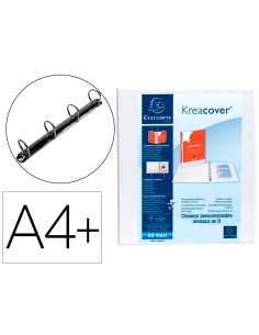 Carpeta exacompta canguro 4 anillas 60 mm din a4 carton forrado polipropileno personalizable 3 bolsillos