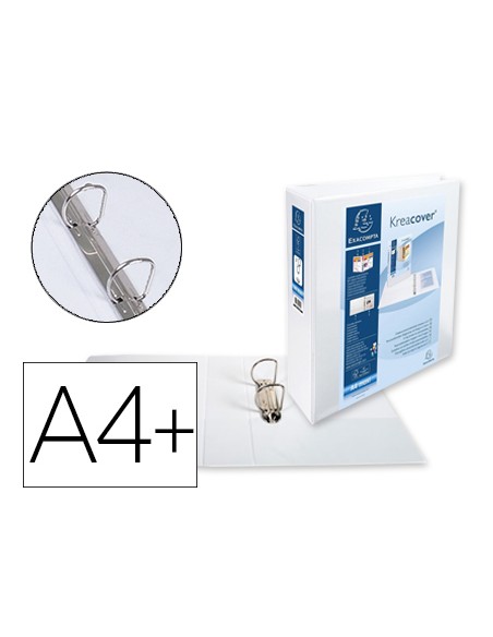Carpeta exacompta canguro 2 anillas 50 mm din a4 carton forrado polipropileno personalizable 3 bolsillos