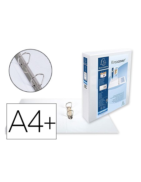 Carpeta exacompta canguro 2 anillas 40 mm din a4 carton forrado polipropileno personalizable 3 bolsillos