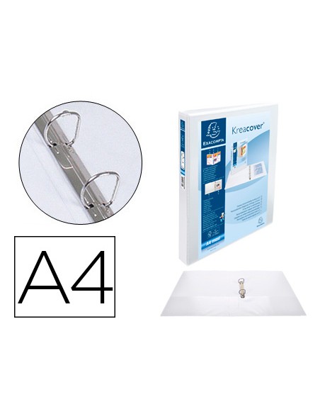Carpeta exacompta canguro 2 anillas 30 mm din a4 carton forrado polipropileno personalizable 3 bolsillos