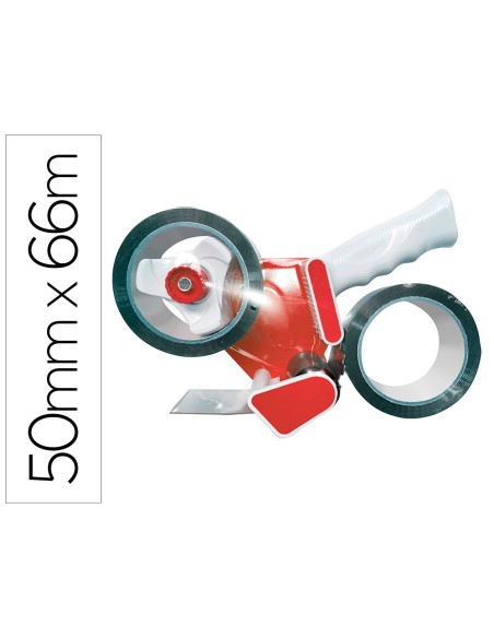 Portarrollo q connect para embalaje para cintas de 66mt x 50mm incluye 2 rollos cinta marron