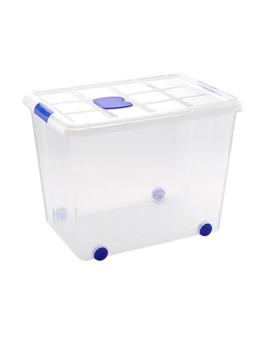 Contenedor plastico plasticforte 86 litros n 8 transparente con tapa 470x620x450 mm