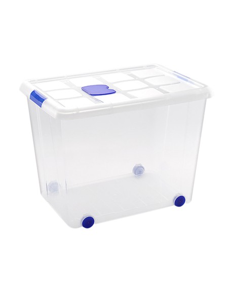 Contenedor plastico plasticforte 86 litros n 8 transparente con tapa 470x620x450 mm