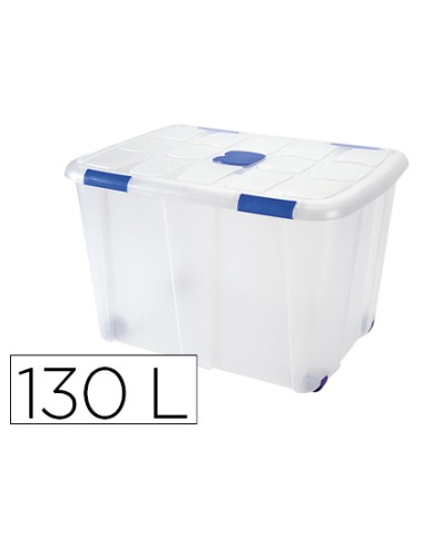 Contenedor plastico plasticforte 130 litros n 16 transparente con tapa 480x740x540 mm