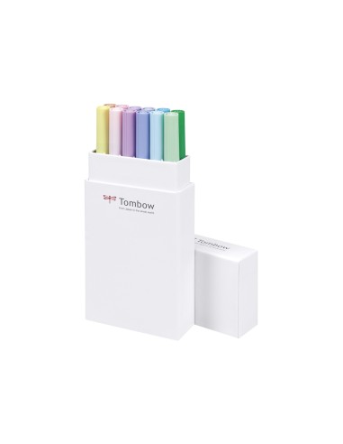Rotulador tombow acuarelable doble punta fina pincel colores pastel estuche de 12 unidades colores surtidos