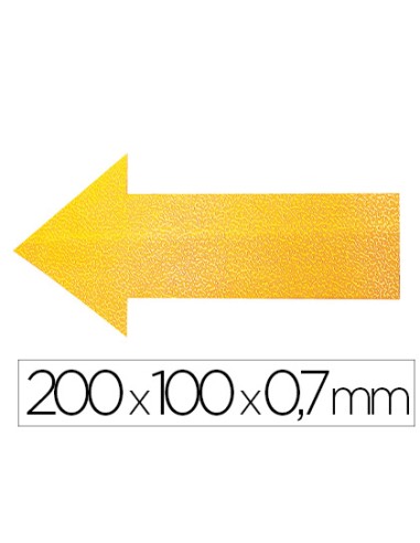 Simbolo adhesivo durable pvc forma de flecha para delimitacion suelo amarillo 200x100x07 mm pack de 10