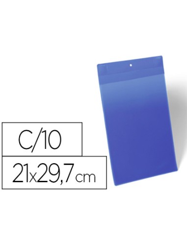 Funda durable magnetica 210x297 mm plastico azul ventana transparente pack de 10 unidades