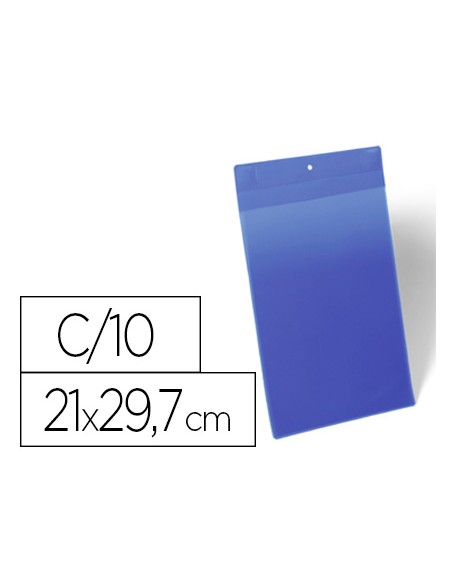 Funda durable magnetica 210x297 mm plastico azul ventana transparente pack de 10 unidades