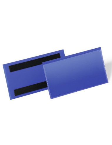Funda durable magnetica 150x67 mm plastico azul ventana transparente pack de 50 unidades