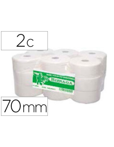 Papel higienico biznaga jumbo 2 capas celulosa blanca mandril 76 mm para dispensadorkf16756