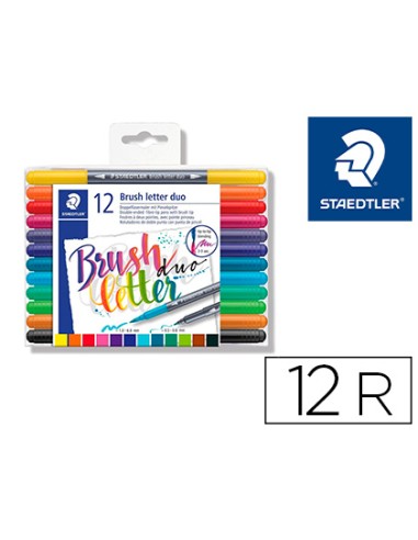 Rotulador staedtler 3004 doble punta para lettering estuche de 12 unidades colores surtidos