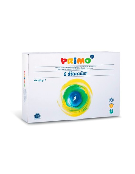 Pintura de dedos primo 250 g caja de 6 unidades colores surtidos