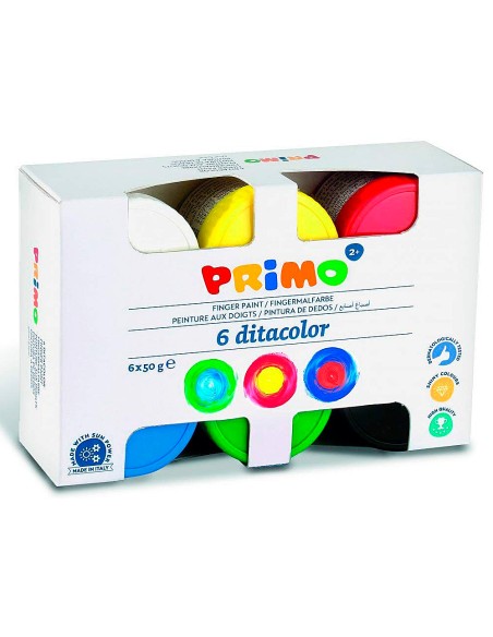 Pintura de dedos primo 50 g caja de 6 unidades colores surtidos