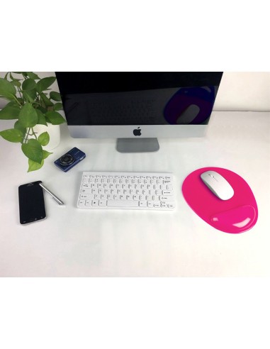 Alfombrilla para raton q connect reposamunecas de gel pvc color rosa 210x245x20 mm