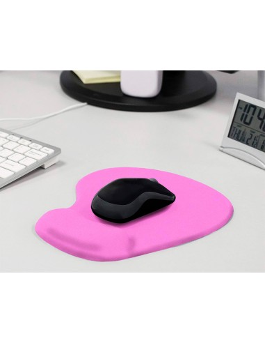 Alfombrilla para raton q connect reposamunecas de gel color rosa 190x230x20 mm