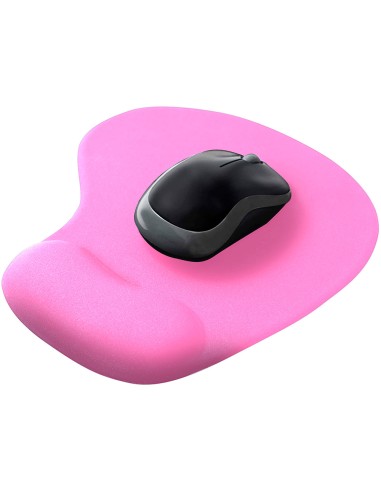 Alfombrilla para raton q connect reposamunecas de gel color rosa 190x230x20 mm