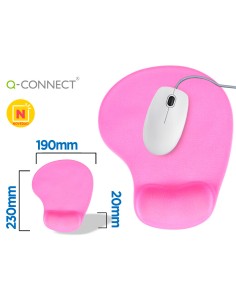 Alfombrilla para raton q connect reposamunecas de gel color rosa 190x230x20 mm