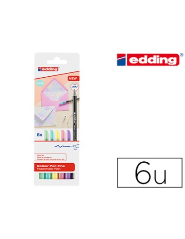 Rotulador edding punta fibra 1200 pastel punta redonda 1 mm estuche de 6 unidades colores surtidos