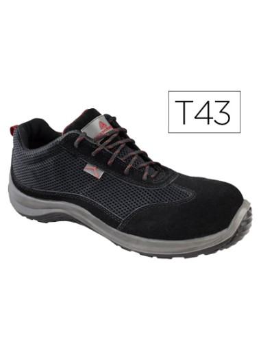 Zapatos de seguridad deltaplus asti piel de serraje afelpado suela de composite negro talla 43