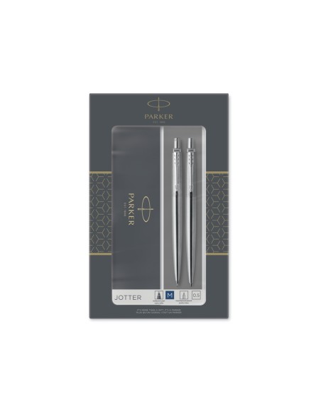 Juego parker jotter duo acero ct boligrafo portaminas