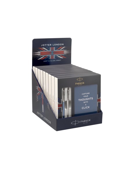 Boligrafo parker jotter acero azul bloc expositor de 9 sets regalo