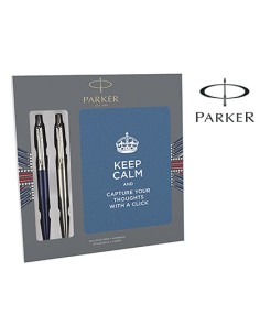 Boligrafo parker jotter acero azul bloc expositor de 9 sets regalo