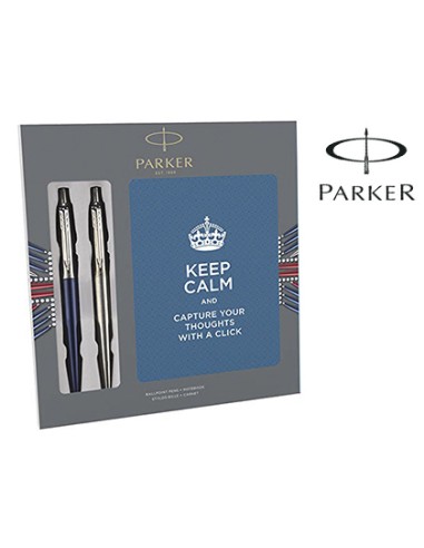 Boligrafo parker jotter acero azul bloc expositor de 9 sets regalo