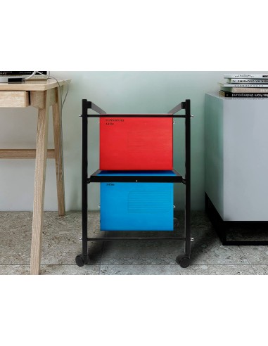 Carrito q connect para carpeta s colgantes negro con ruedas ybandeja inferior extraible para carpetas tamano folio