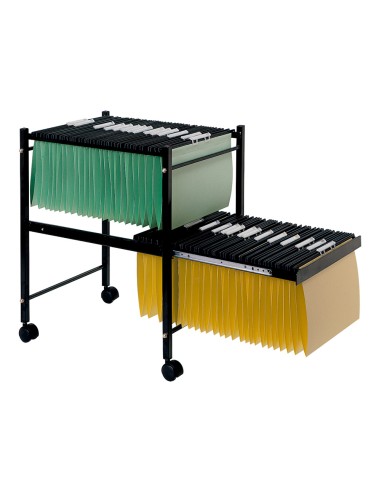 Carrito q connect para carpeta s colgantes negro con ruedas ybandeja inferior extraible para carpetas tamano folio