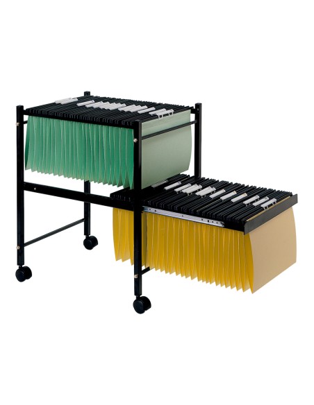 Carrito q connect para carpeta s colgantes negro con ruedas ybandeja inferior extraible para carpetas tamano folio Carrito q connect para carpeta s colgantes negro con ruedas ybandeja inferior extraible para carpetas tamano folio