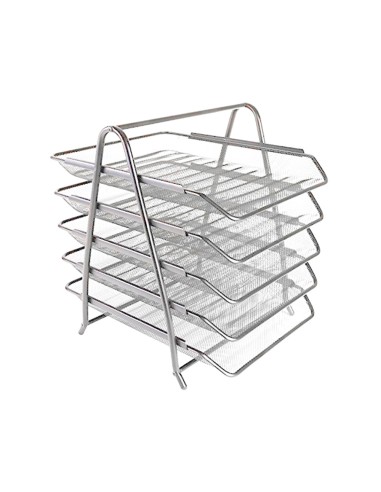 Bandeja sobremesa metalica q connect kf18476 rejilla plata 5 bandejas movibles 350x275x375 mm