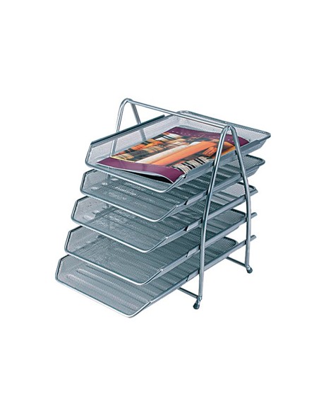Bandeja sobremesa metalica q connect kf18476 rejilla plata 5 bandejas movibles 350x275x375 mm