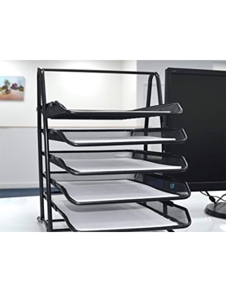 Bandeja sobremesa metalica q connect kf18474 rejilla negro 5 bandejas movibles 350x275x375 mm