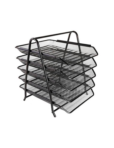 Bandeja sobremesa metalica q connect kf18474 rejilla negro 5 bandejas movibles 350x275x375 mm