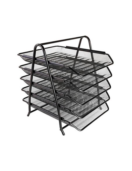 Bandeja sobremesa metalica q connect kf18474 rejilla negro 5 bandejas movibles 350x275x375 mm