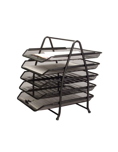 Bandeja sobremesa metalica q connect kf18474 rejilla negro 5 bandejas movibles 350x275x375 mm