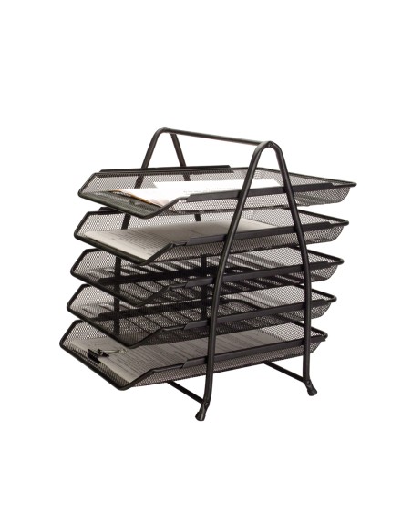 Bandeja sobremesa metalica q connect kf18474 rejilla negro 5 bandejas movibles 350x275x375 mm