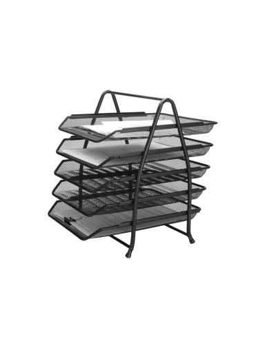 Bandeja sobremesa metalica q connect kf18474 rejilla negro 5 bandejas movibles 350x275x375 mm