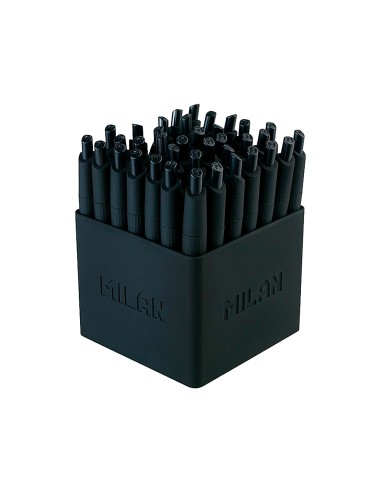 Boligrafo milan p1 retractil 1 mm touch mini negro expositor de 40 unidades