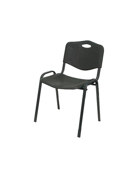Silla apilable pyc estructura metal asiento respaldo pvc ergonomica 810x480mmx420 mm color negro Silla apilable pyc estructura metal asiento respaldo pvc ergonomica 810x480mmx420 mm color negro