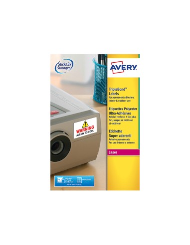 Etiqueta adhesiva avery poliester super adherente blanca 457x254 mm laser pack de 800 unidades
