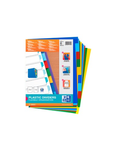 Separador elba plastico 120 mc din a4 11 taladros 10 posiciones colores surtidos